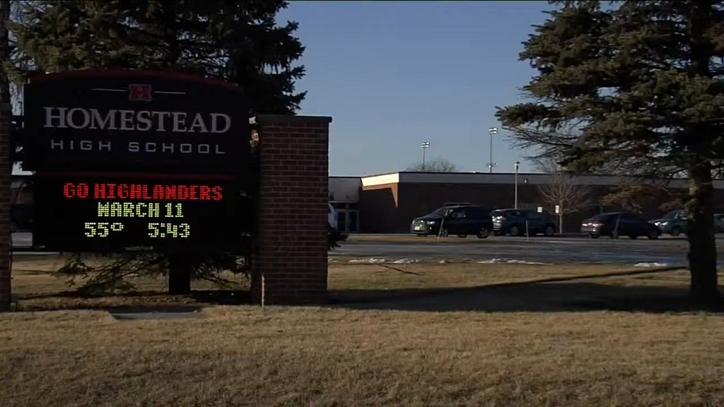 An image of the entrance to Homestead High School