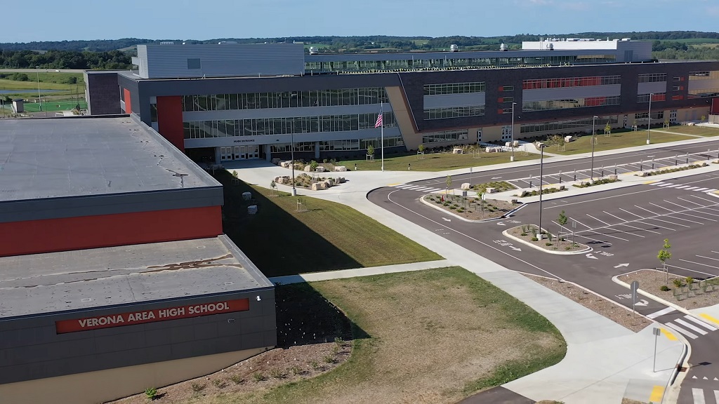 Aerial view of the Verona Area High School