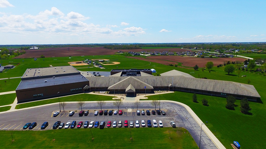 Aerial view of the Wrightstown High School