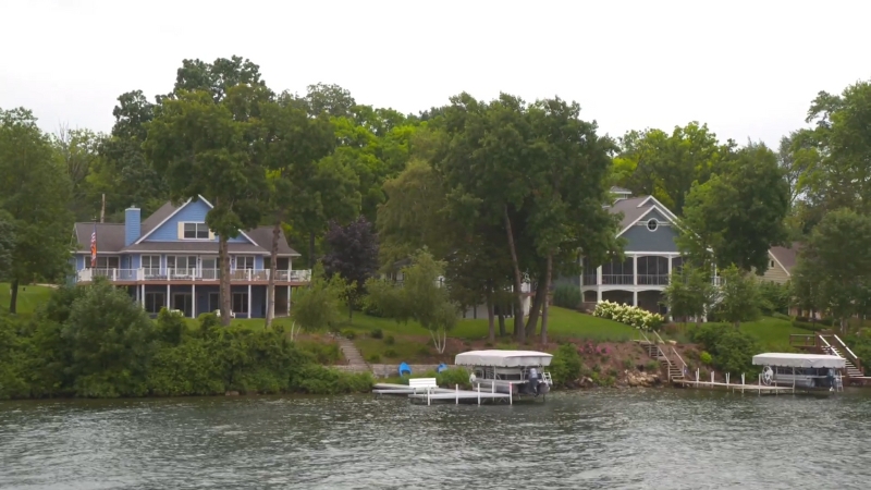 A Lakeside View of Homes with Docks on One of Wisconsin's Most Beautiful Lakes