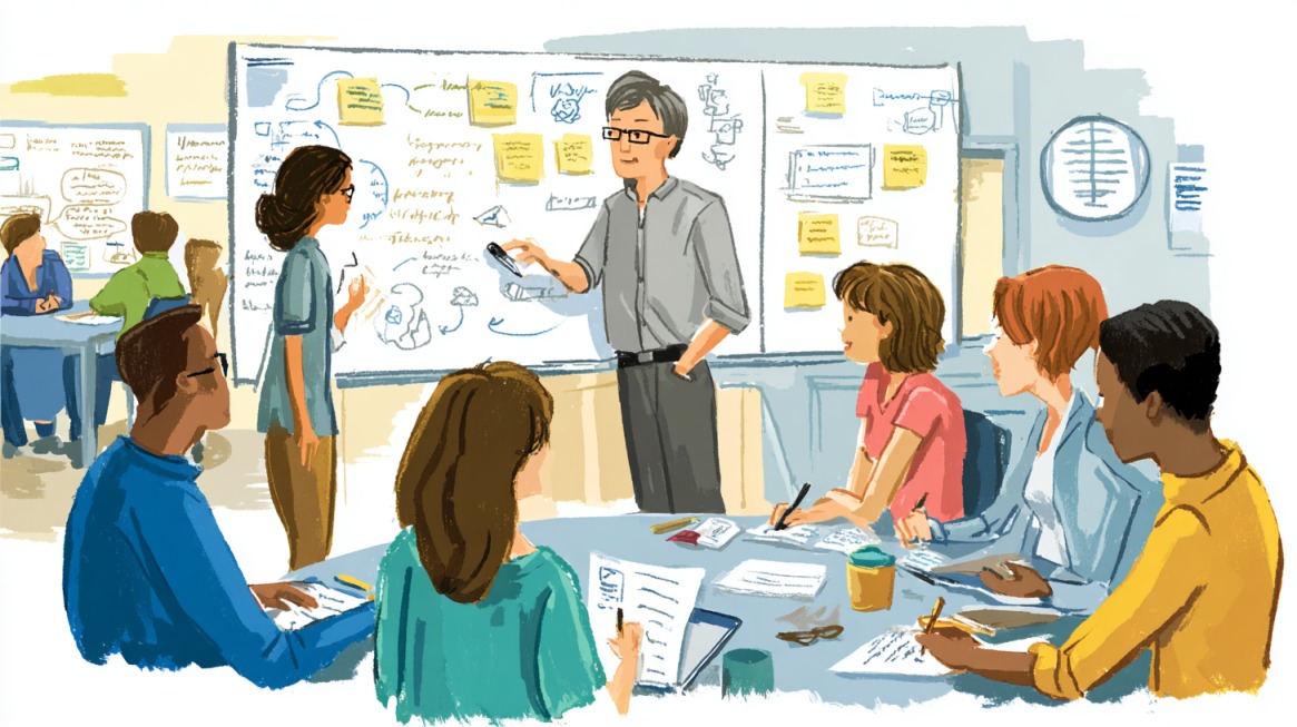 Educators collaborating around a table during an MTSS planning meeting